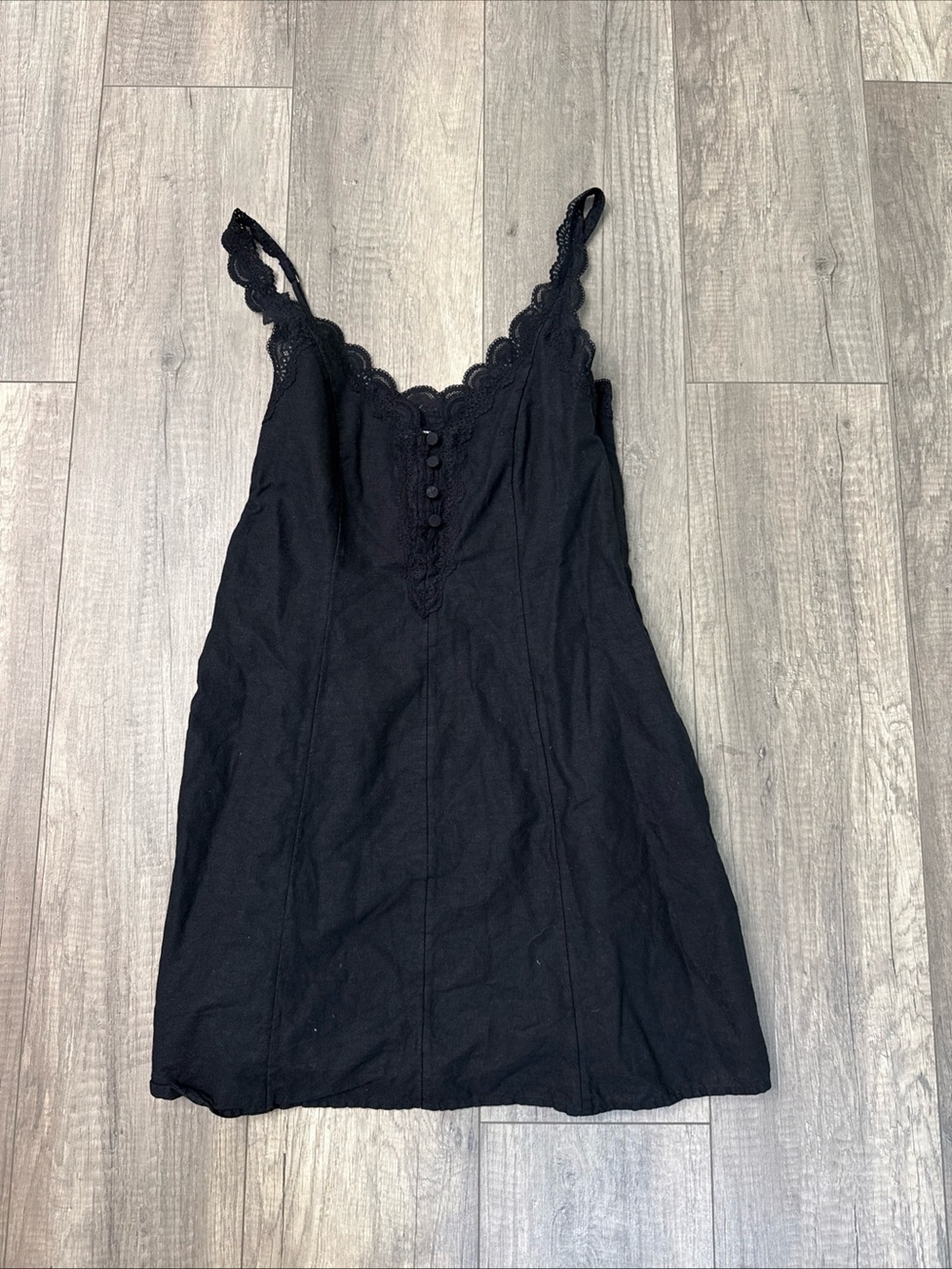 Abercrombie & Fitch Black Lace-Trim Slip Mini Dress